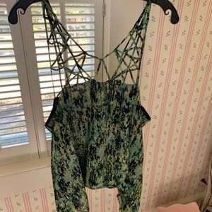 Green BCBG top with detailing